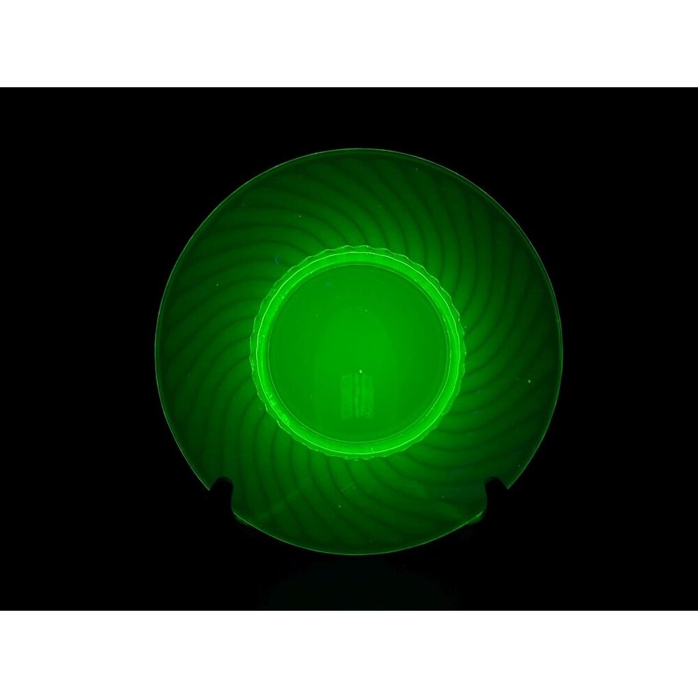 Vintage Anchor Hocking Spiral Green Depression Glass Teacup Saucer Set of 2